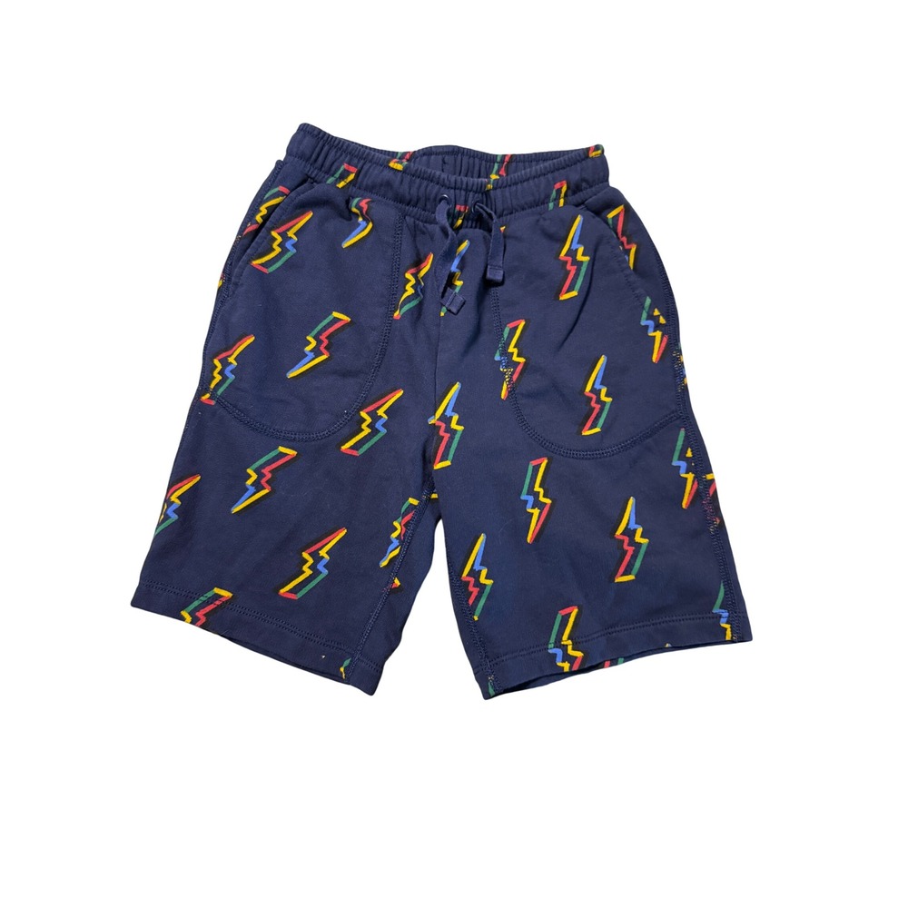 Hanna Andersson Size 6-7 Shorts Navy Blue Lightening Bolt Causal Cotton Stretch
